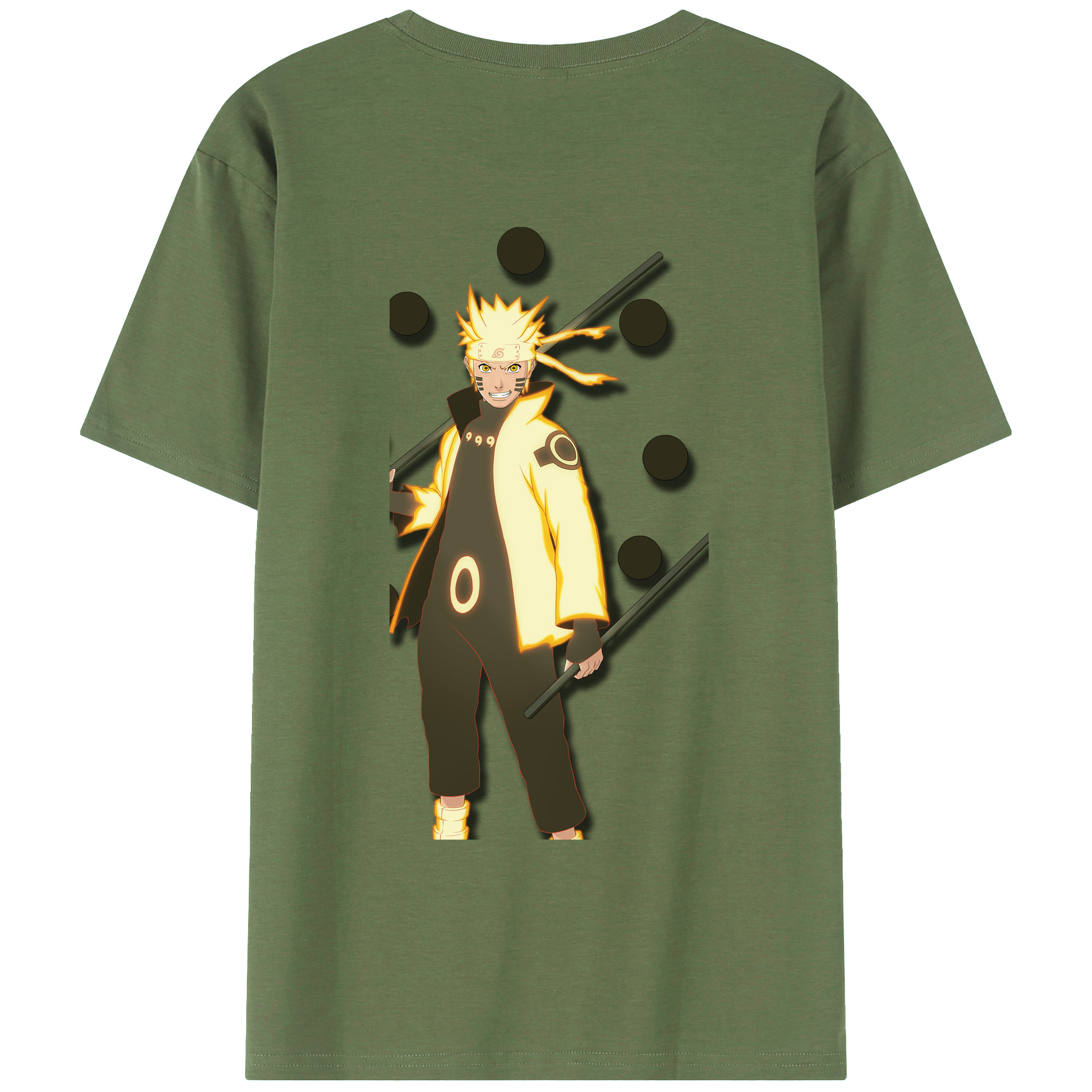 （画像用） NARUTO -ナルト- うずまき ナルト Uzumaki Naruto 綿100％ メンズ半袖Tシャツ（バックプリント） 通気性